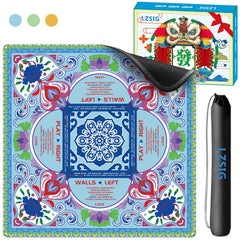 LZSIG Mahjong Mat 33x33 blue top view with smooth tile glide.