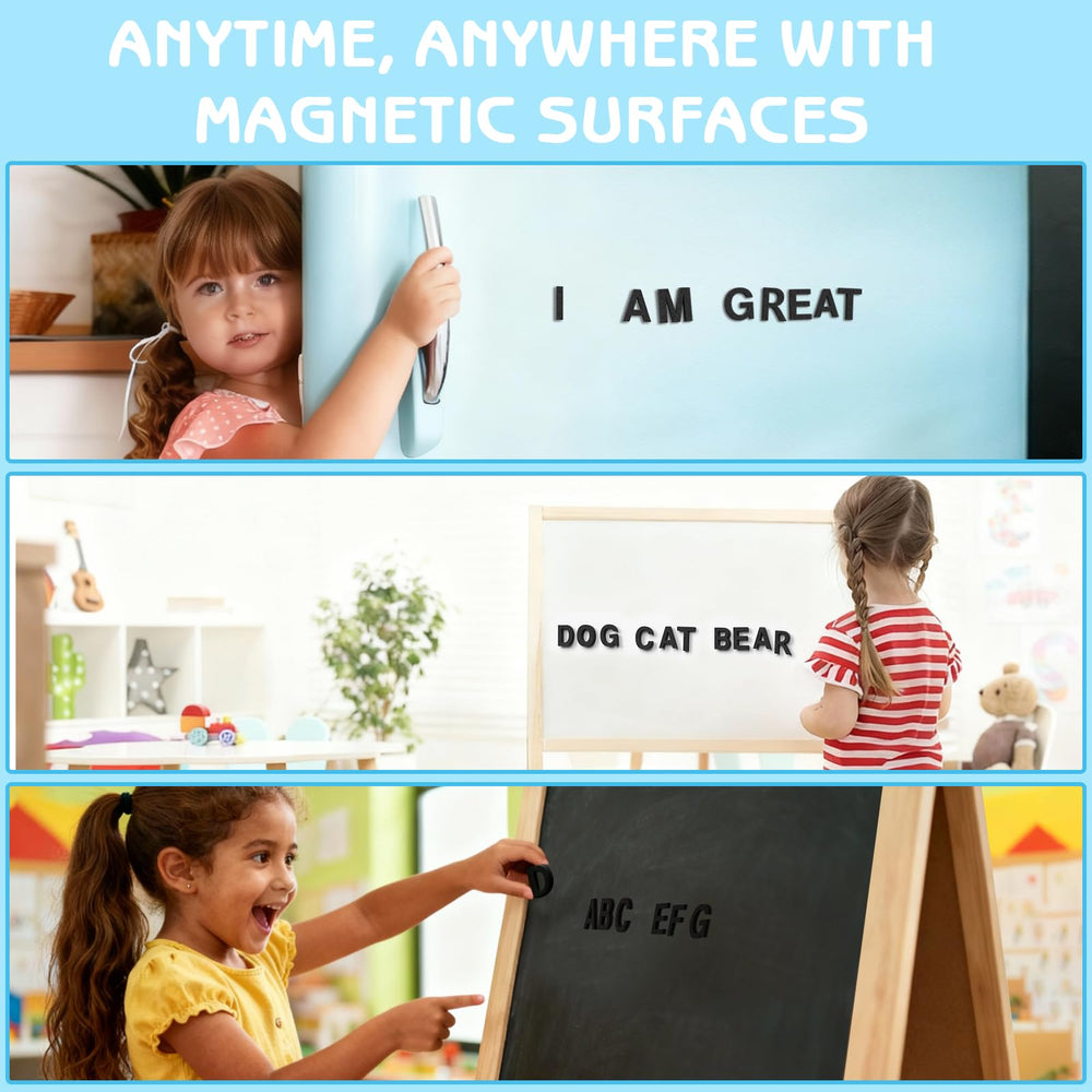 Lzttyee educational magnetic letters on metal surface for homeschool lessons.