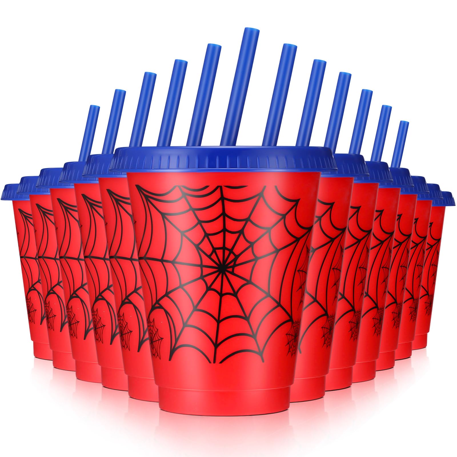 Lzuhoa spider cups 16oz with lids and straws for mess-free party serving.