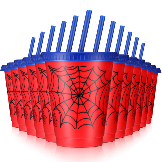 Lzuhoa spider cups 16oz with lids and straws for mess-free party serving.