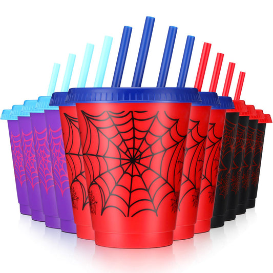 Lzuhoa spider cups style A with lids and straws for easy party serving