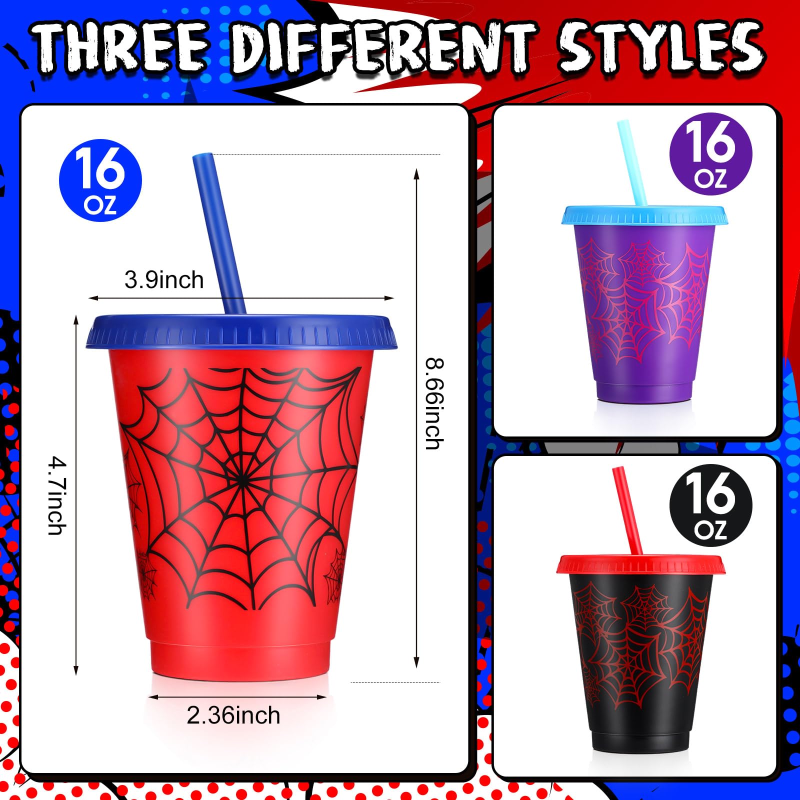 Lzuhoa spider cups style C with lids and straws for crowd-friendly sipping
