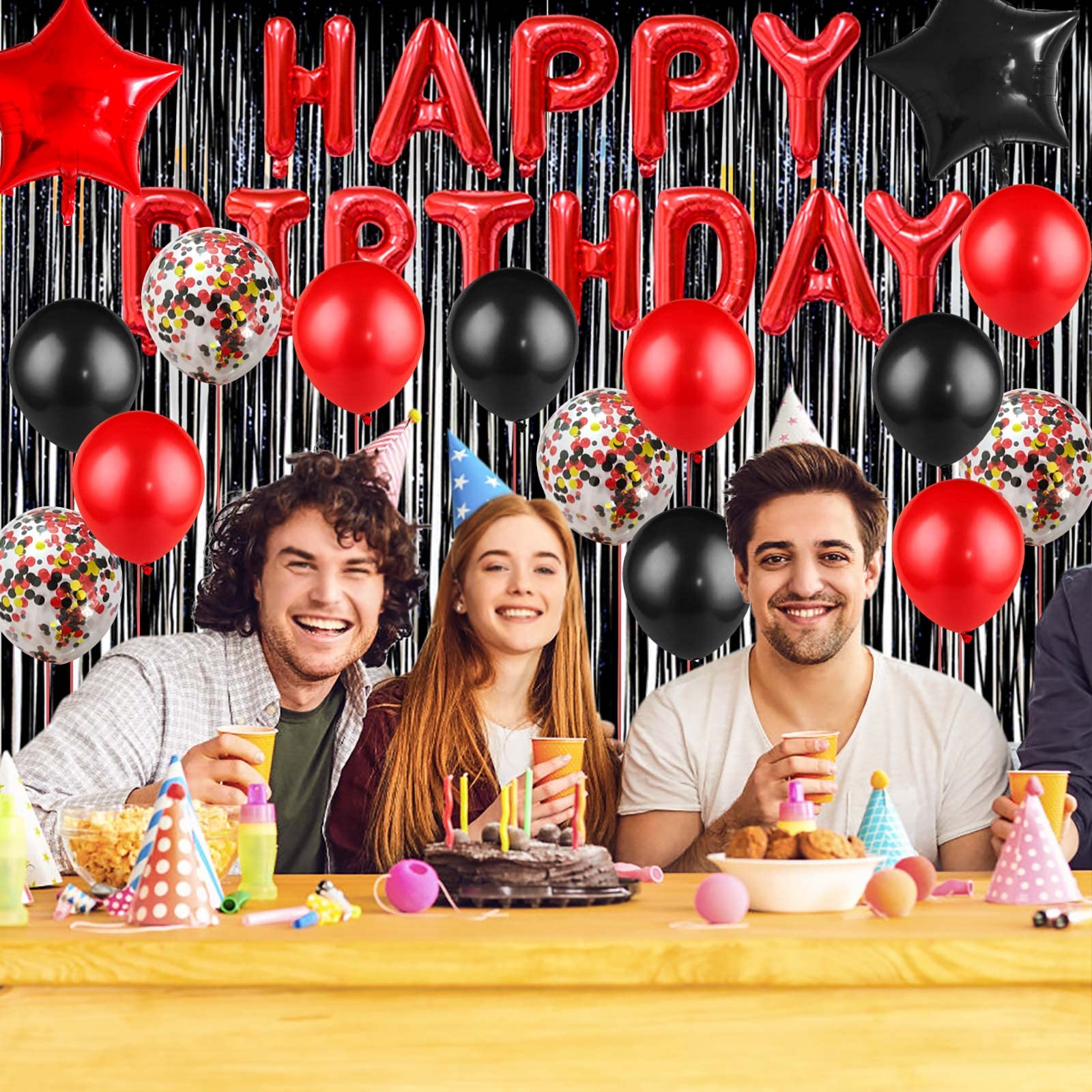 LZVPL 18-inch red pentagram balloon adds vibrant focal point.