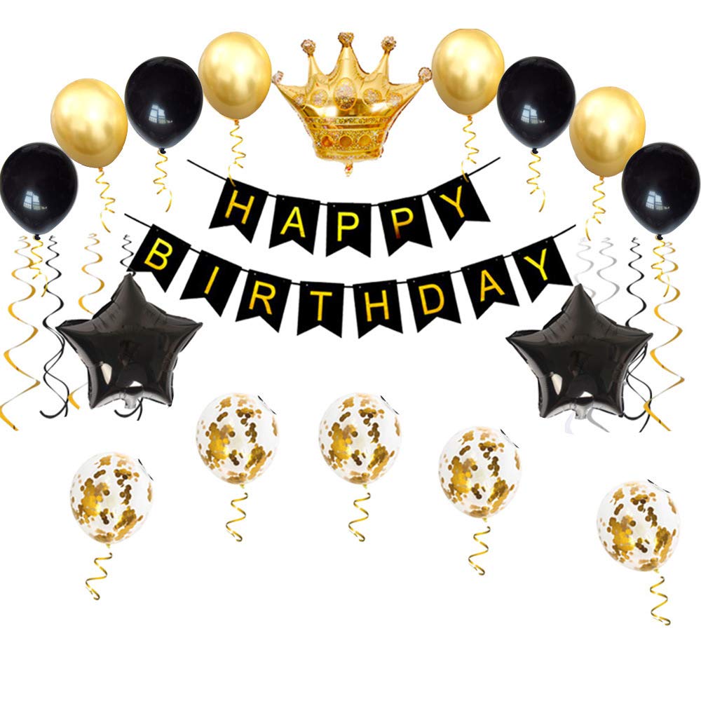 LZVPL Happy Birthday banner with gold foil adds shimmering celebration flair.