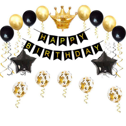 LZVPL Happy Birthday banner with gold foil adds shimmering celebration flair.