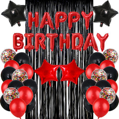 LZVPL red-black birthday banner adds bold backdrop for photos.