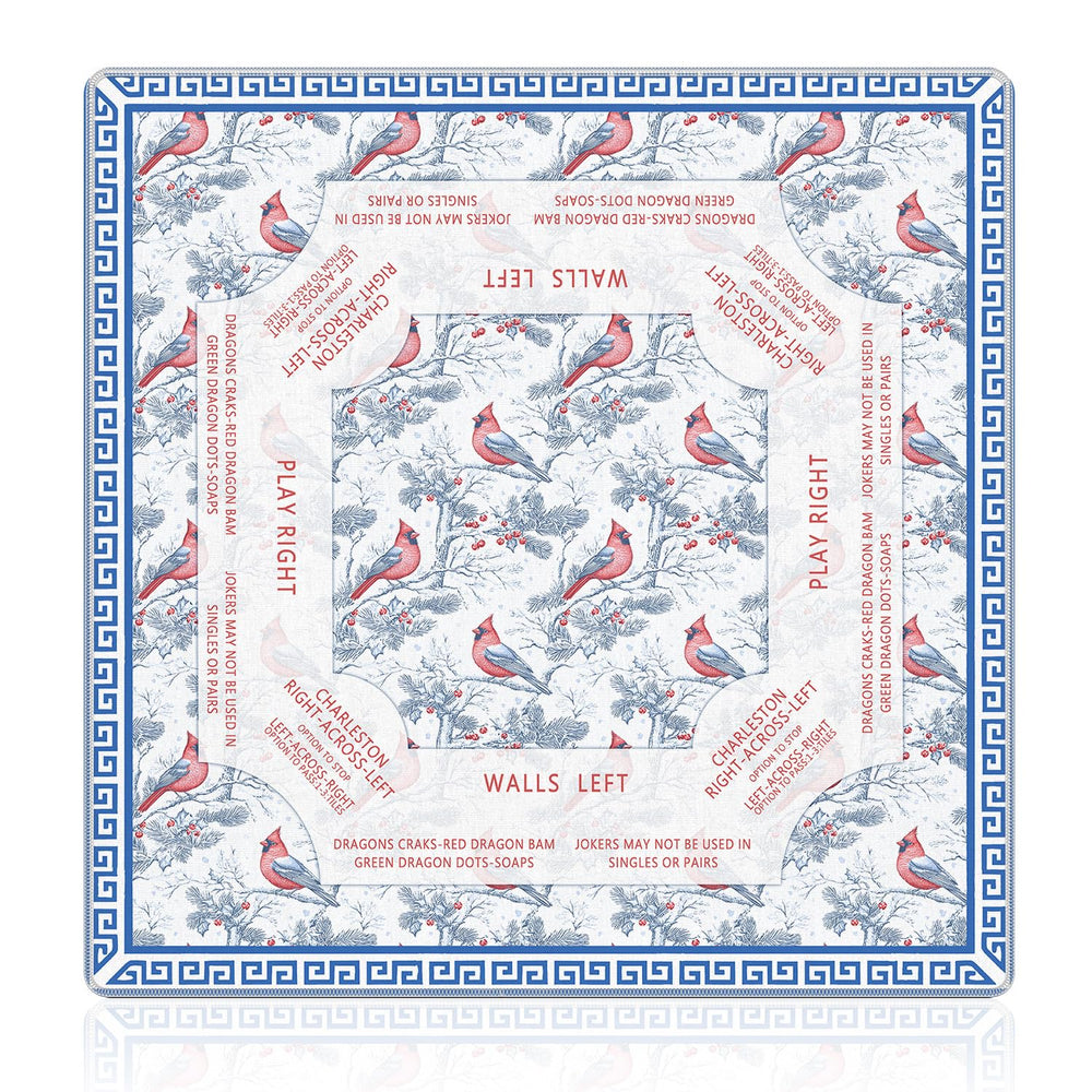 LZYRF red and blue chinoiserie mahjong mat for quiet tile play.