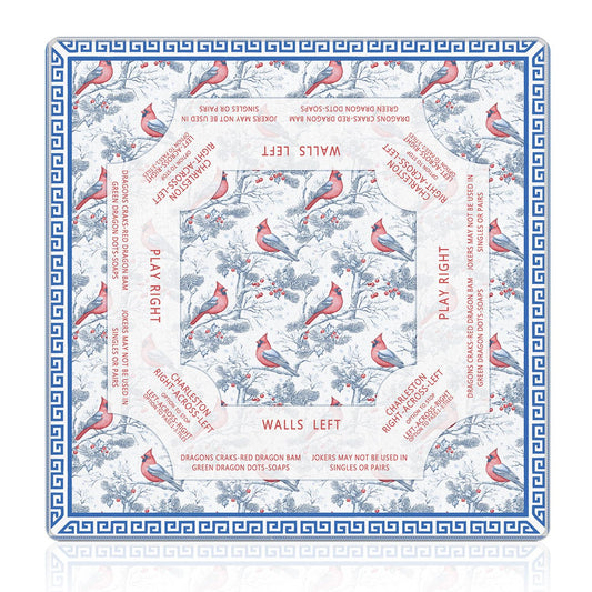 LZYRF red and blue chinoiserie mahjong mat for quiet tile play.