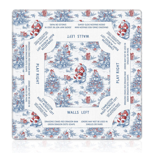 LZYRF red-blue chinoiserie mahjong mat for festive, organized game nights.