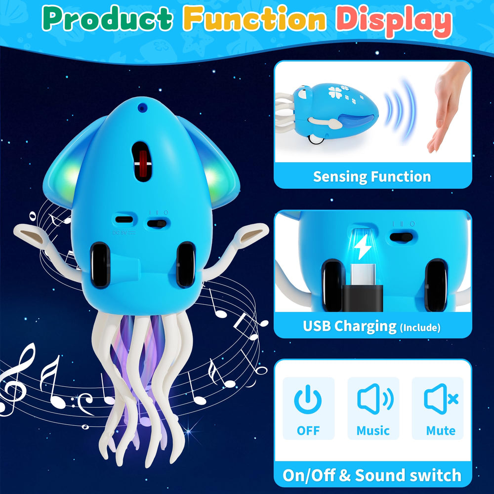 LZZAPJ Octopus in dancing mode sways and lights to a cheerful rhythm.