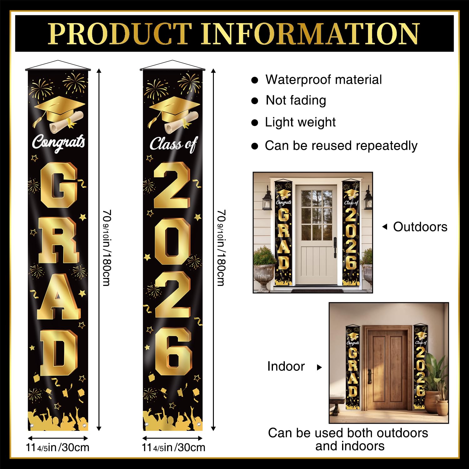 M AMFEOV class of 2026 banner for festive porch display