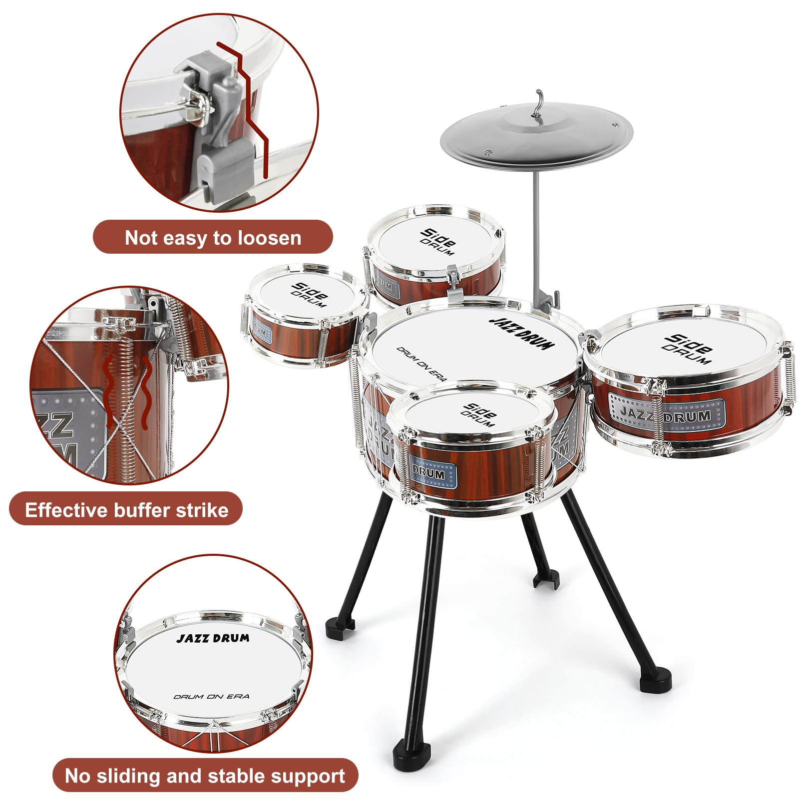 Playroom scene with M SANMERSEN kids drum set, encouraging creativity and focused play.
