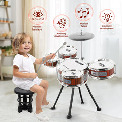 Close-up of five tom-toms and cymbal inviting kids to explore rhythm with the M SANMERSEN kit.