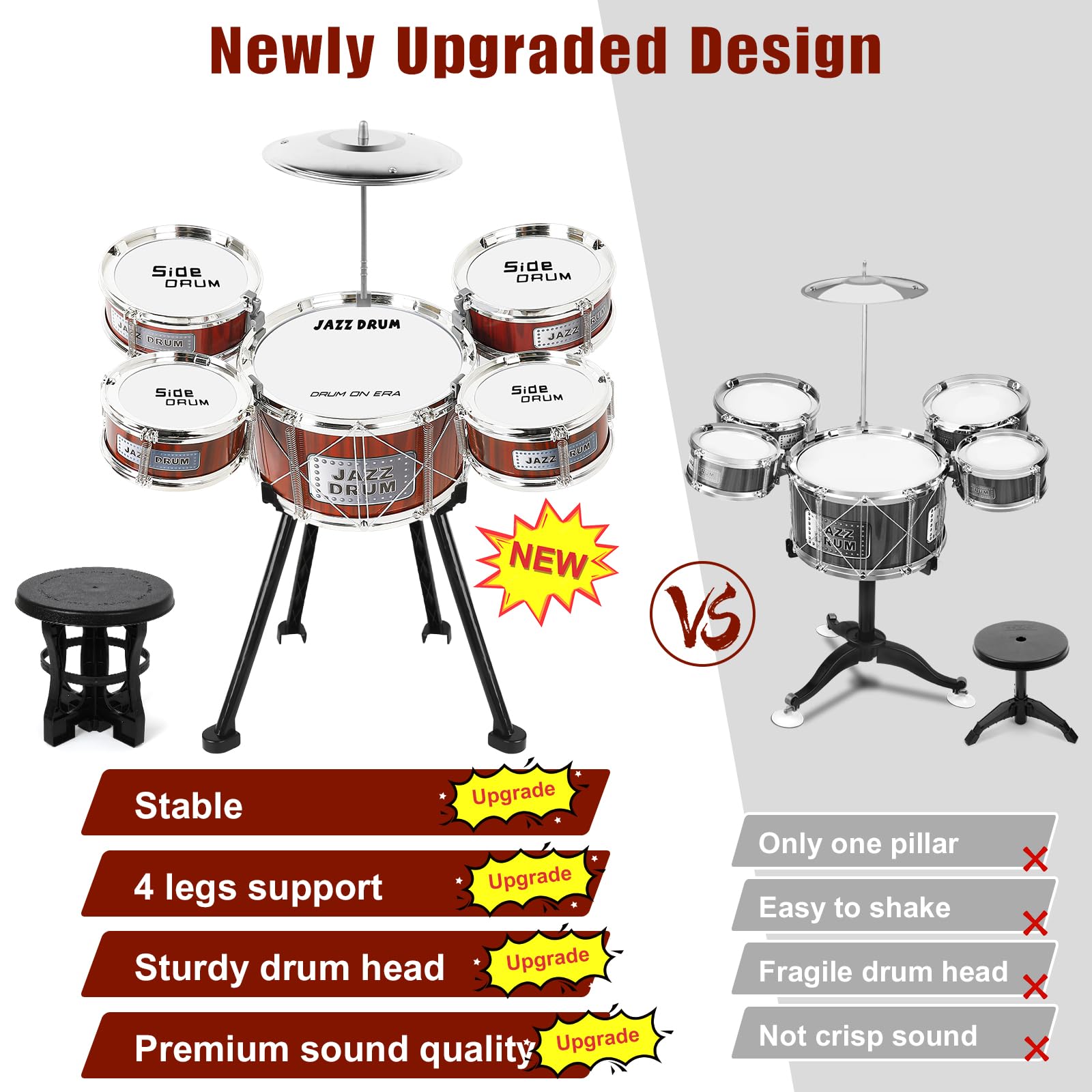 Included child stool from M SANMERSEN, compact seating for quick setup and jams.