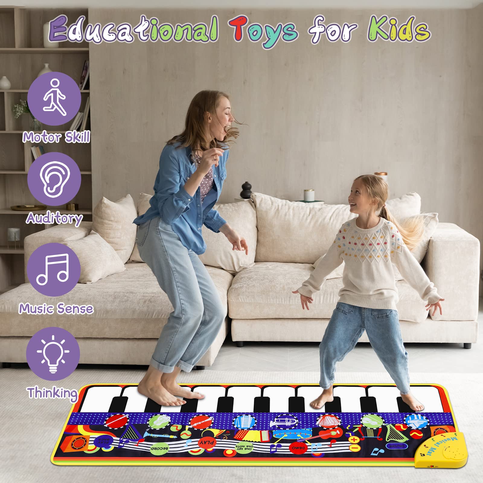 M SANMERSEN educational toy scene showing kids dancing and singing with the mat