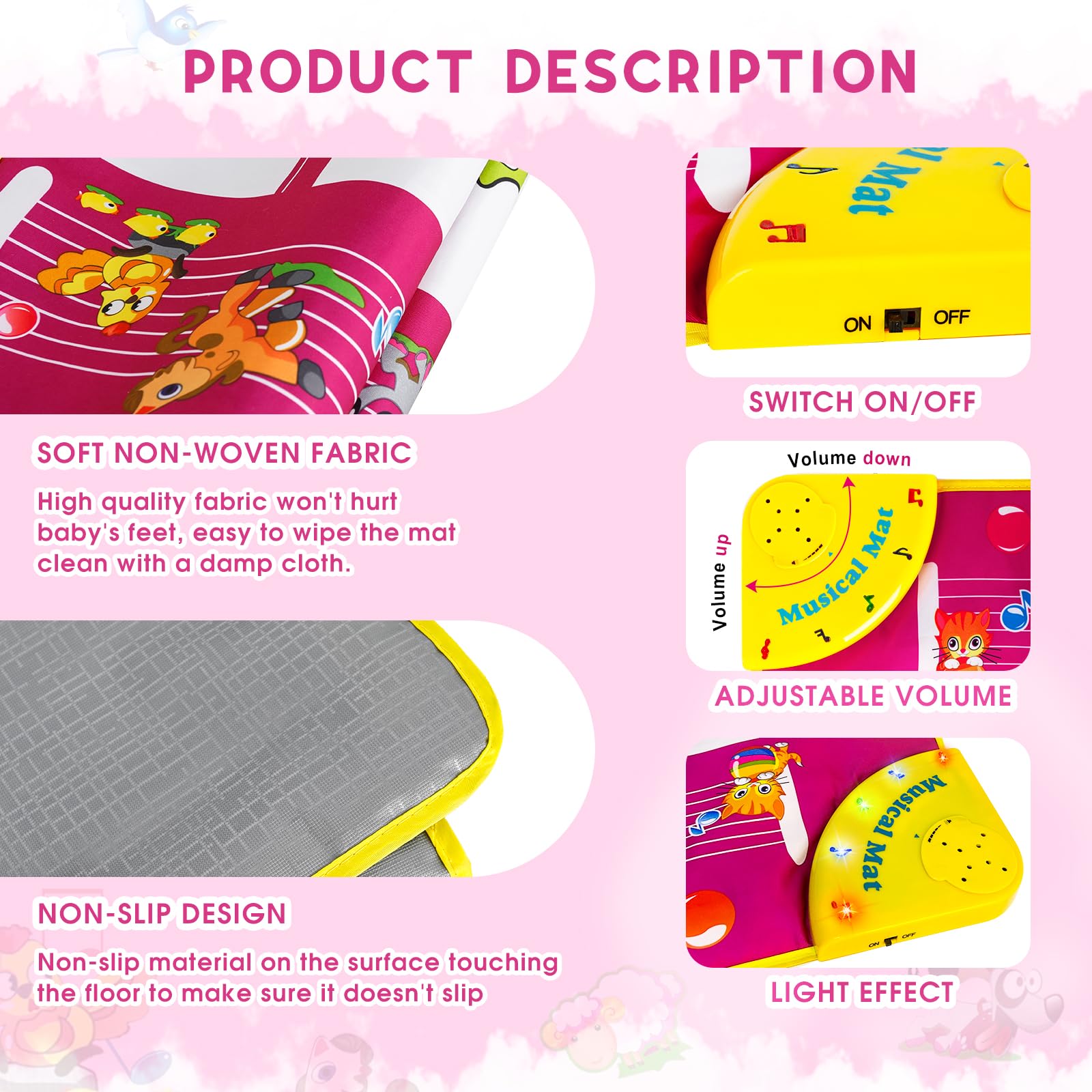 M SANMERSEN floor piano mat flashing lights support visual attention and bedtime-play routines.