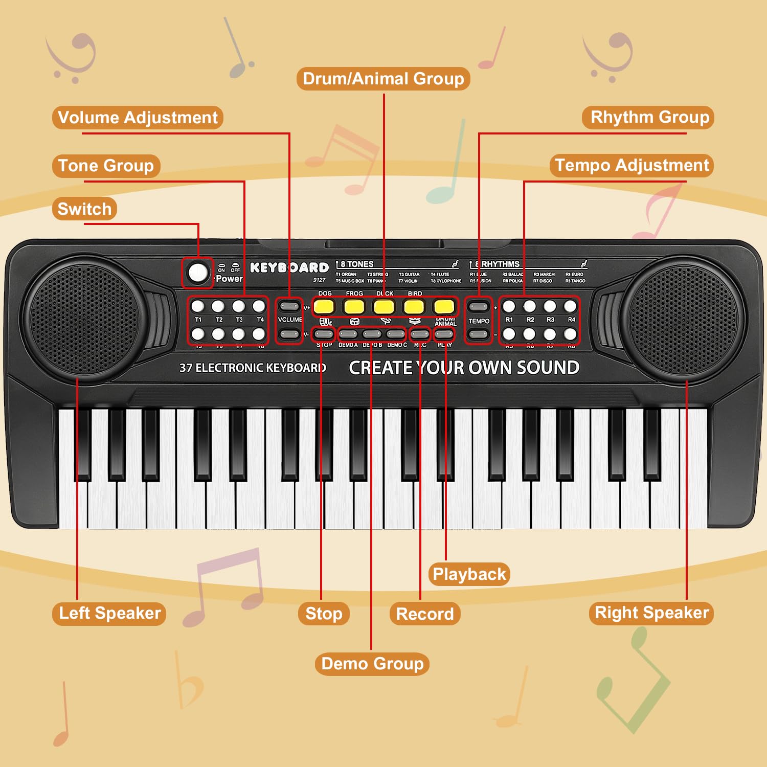 M SANMERSEN Kid Keyboard Piano dual speakers for clear, engaging sound