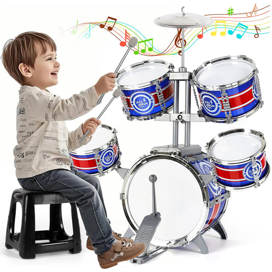 M SANMERSEN kids drum set bass drum with pedal supports rhythmic play for toddlers.