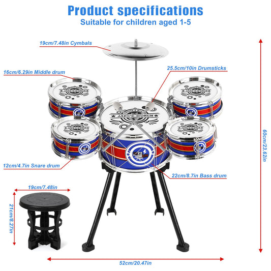M SANMERSEN drum stool blue provides stable seating for focused drumming sessions