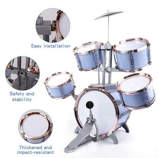 M SANMERSEN Kids Jazz Drum Set mid drum builds steady rhythm