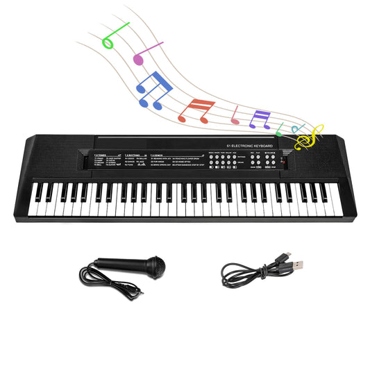 M SANMERSEN kids keyboard 61-key front view, ideal for early music learning.