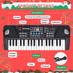 M SANMERSEN upgraded kids piano 37 keys with 19 demos and 8 rhythms for fun learning sessions.