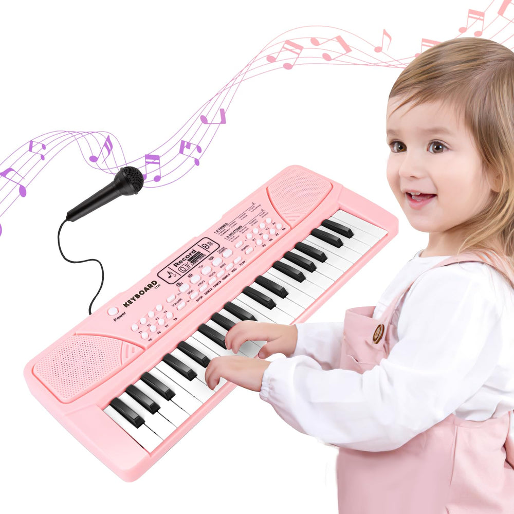 M SANMERSEN Kids Piano front view, 37-key keyboard for easy early learning.