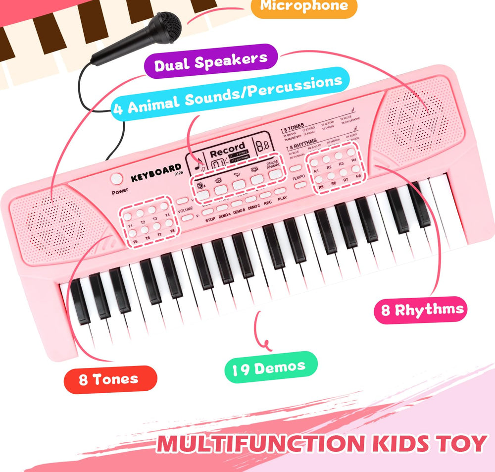 M SANMERSEN Kids Piano side view highlighting compact, portable design for travel play.