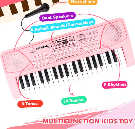 M SANMERSEN Kids Piano side view highlighting compact, portable design for travel play.