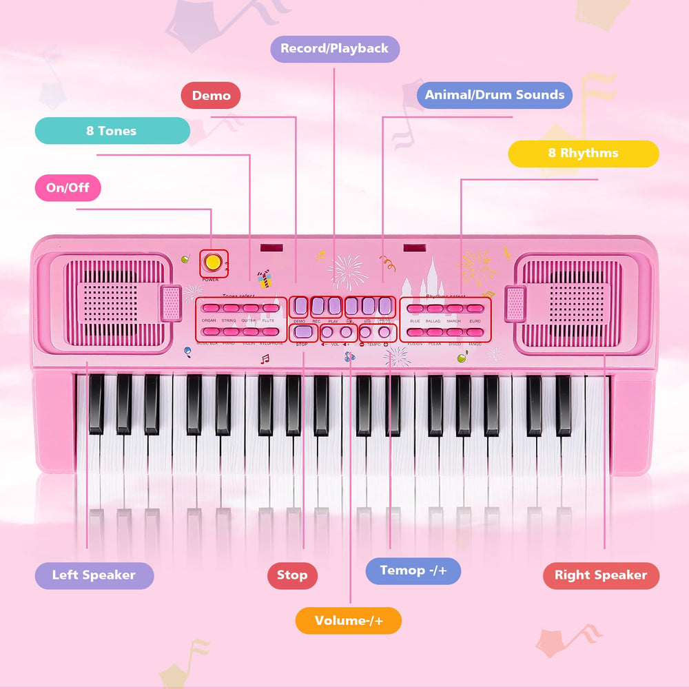 M SANMERSEN kids piano with microphone for interactive play