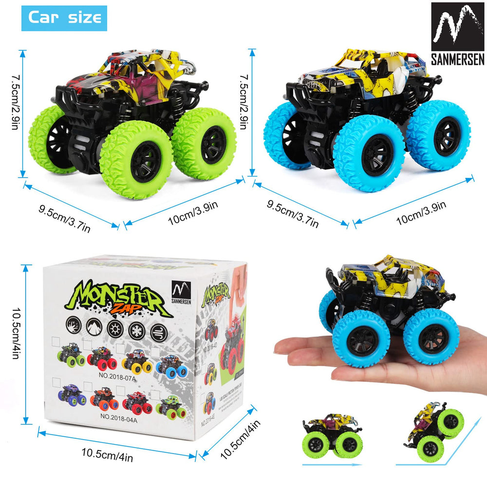 M SANMERSEN Monster Truck blue pack in action on carpet.