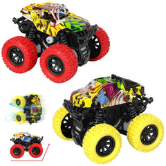M SANMERSEN monster truck toy red and yellow pair ready for playtime adventures.