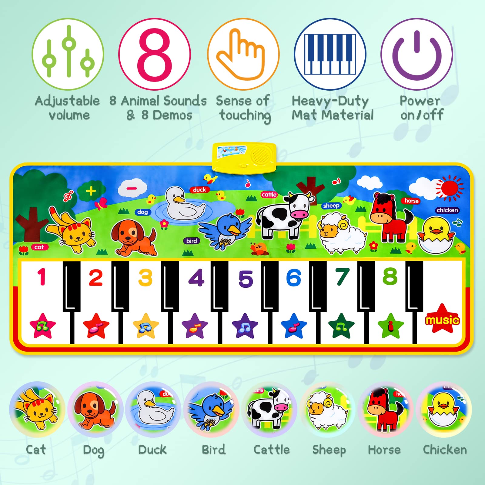 M SANMERSEN Piano Mat animal sounds spark imagination during pretend play.