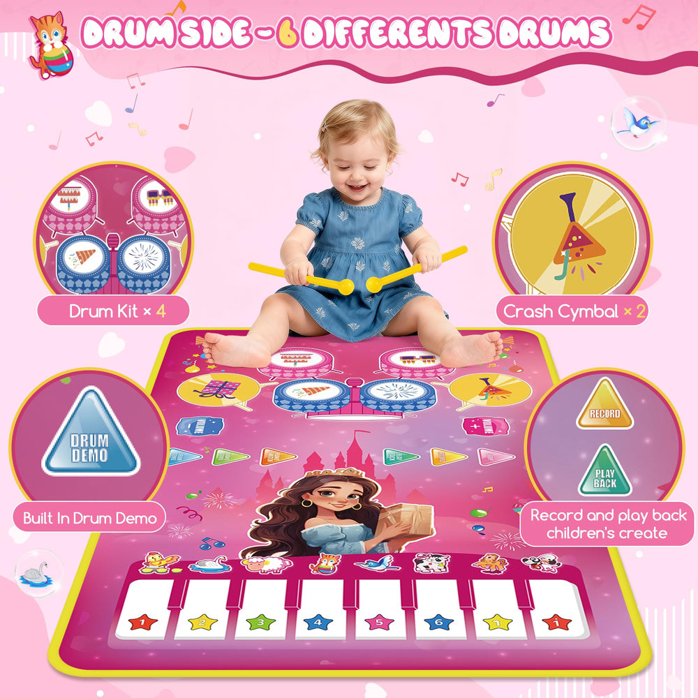 M SANMERSEN Piano Mat drum side with sticks invites rhythm.