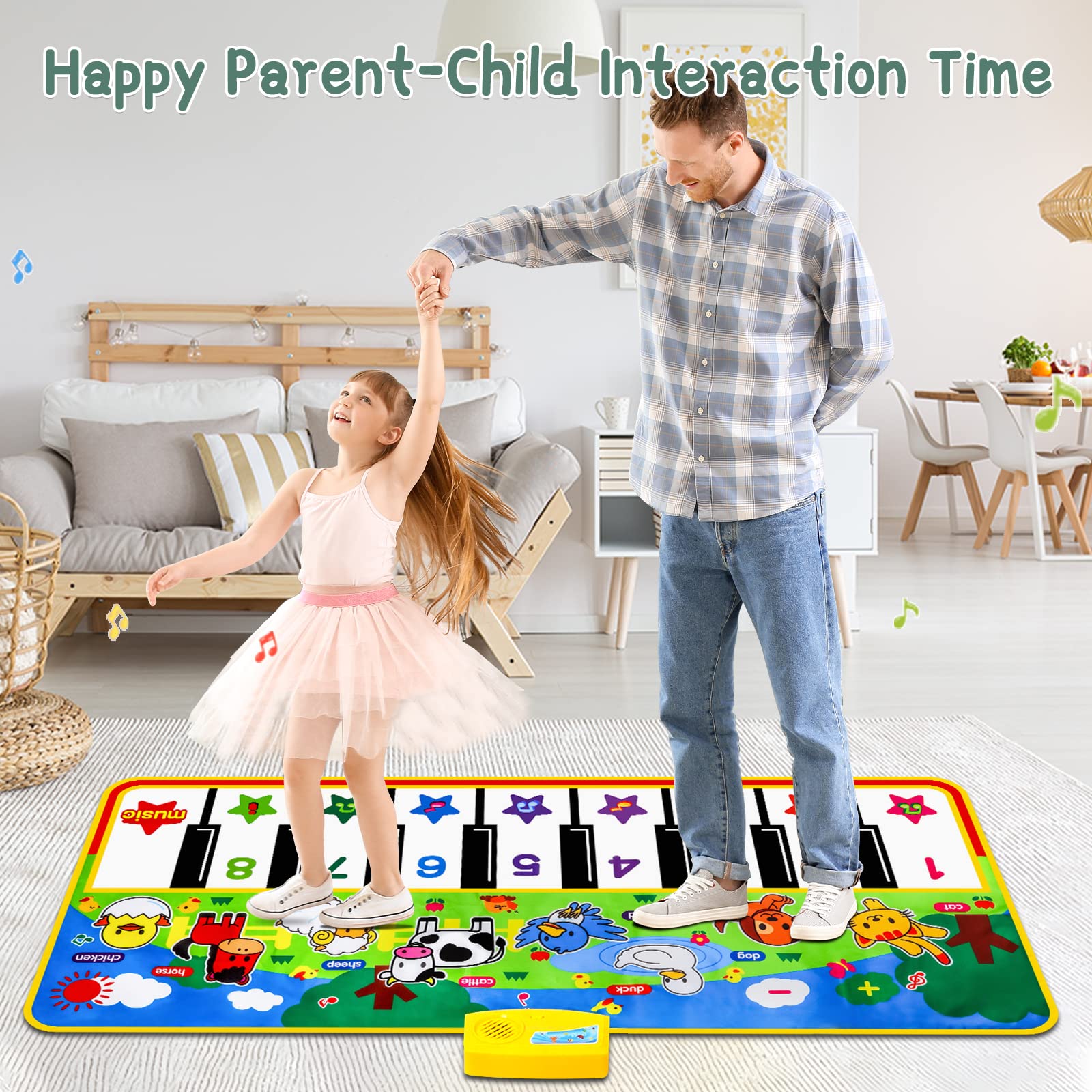 M SANMERSEN Piano Mat kid-friendly design promotes interactive music play at home.