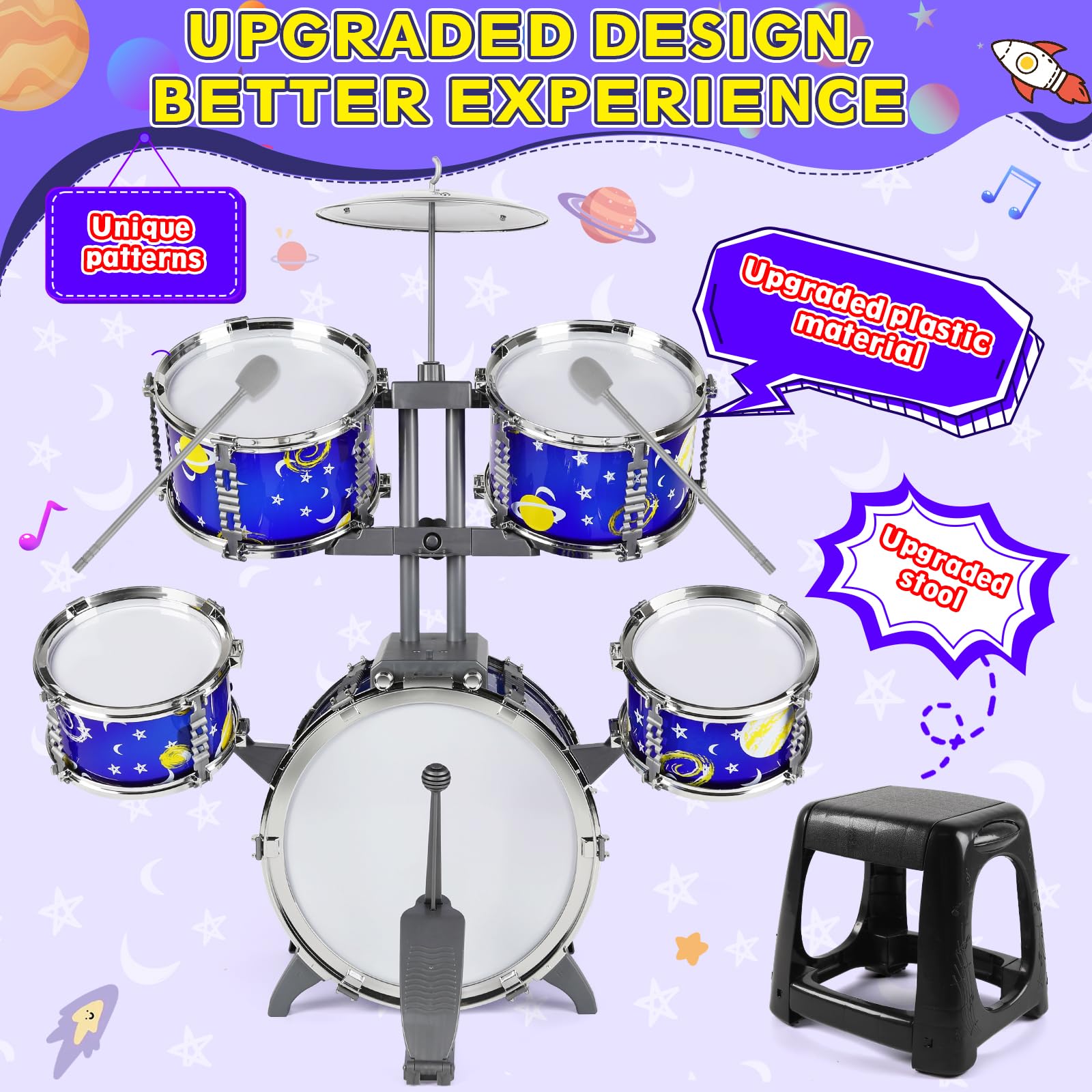 M SANMERSEN toddler drum set with cymbal supports lively percussion play.