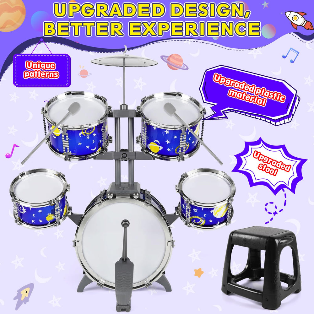 M SANMERSEN toddler drum set with cymbal supports lively percussion play.