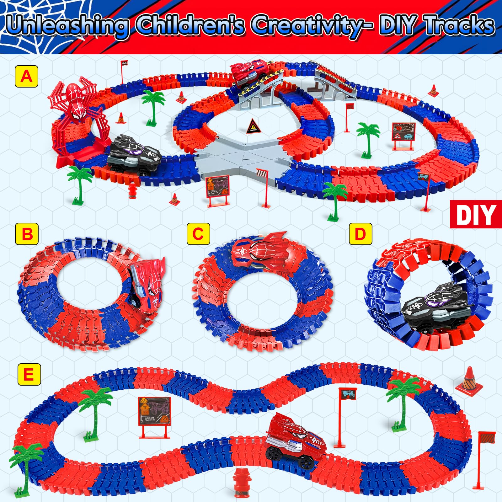 Bridge and curves on the modular spider race track for dynamic layouts.
