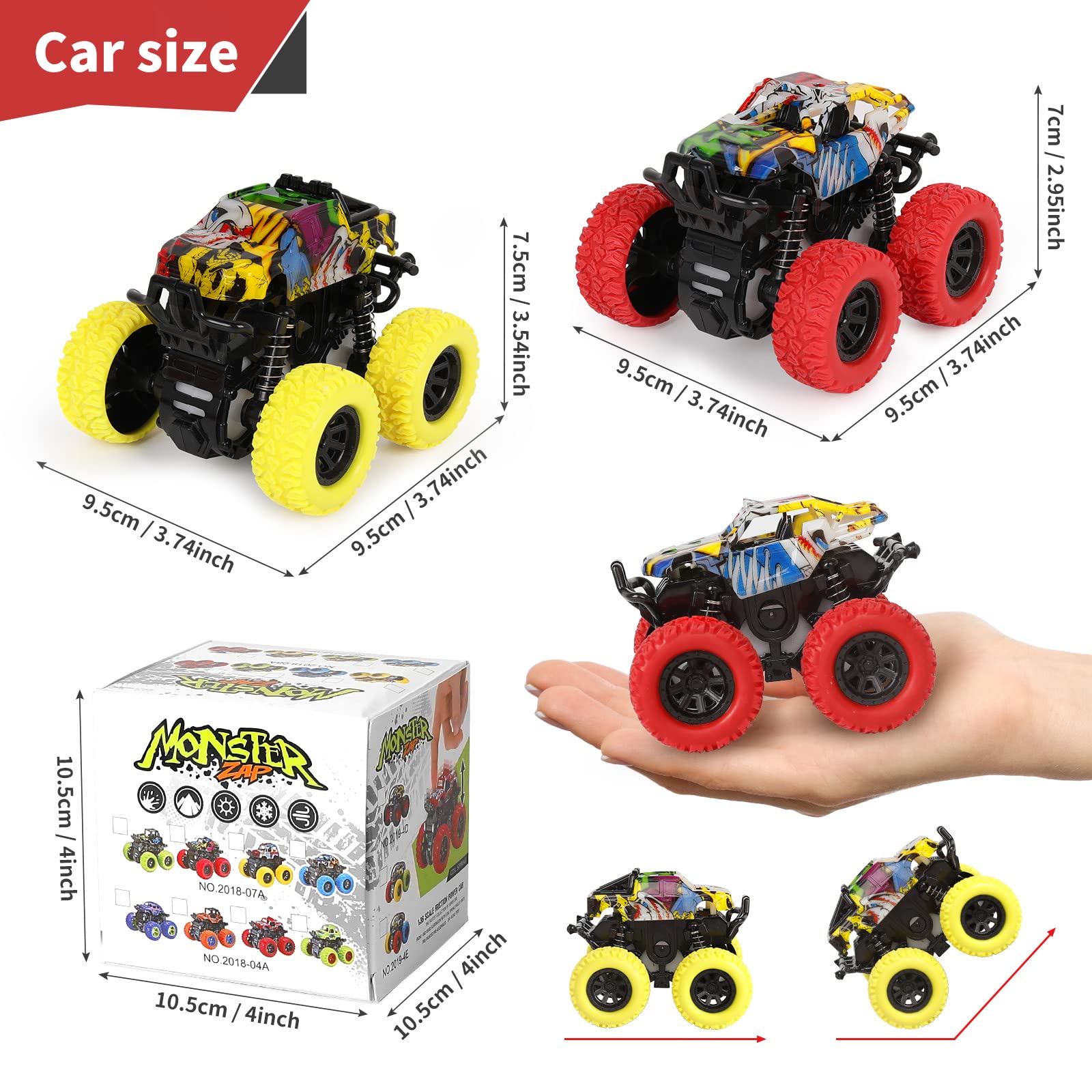 M SANMERSEN toy trucks on floor and carpet for versatile play.