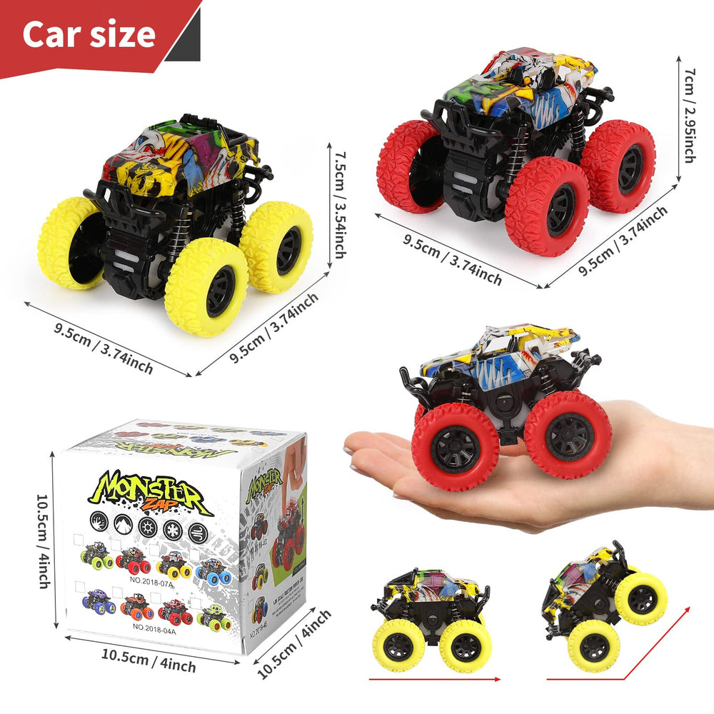 M SANMERSEN toy trucks on floor and carpet for versatile play.