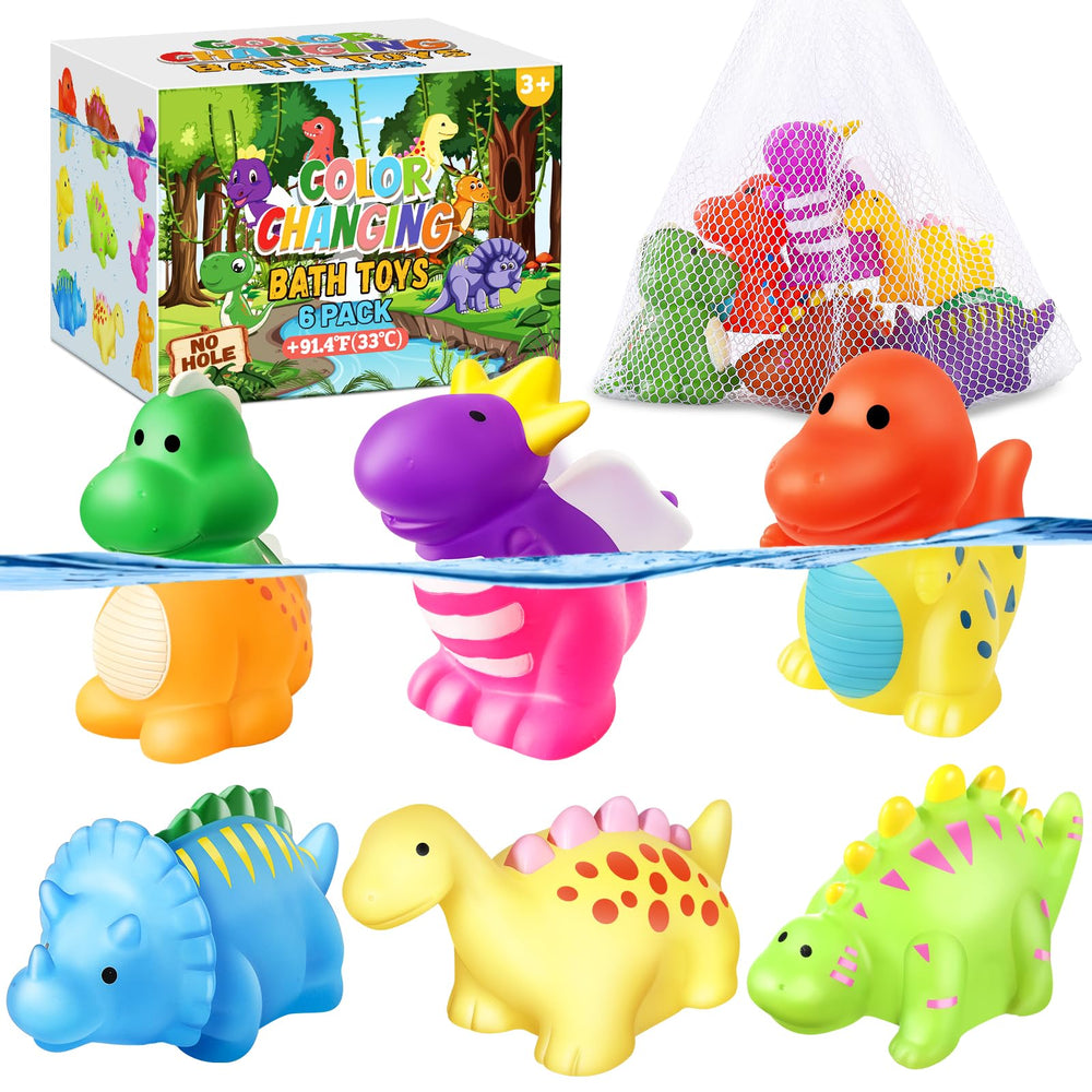 Macaloca color-changing dinosaur toy close-up for sensory bath play