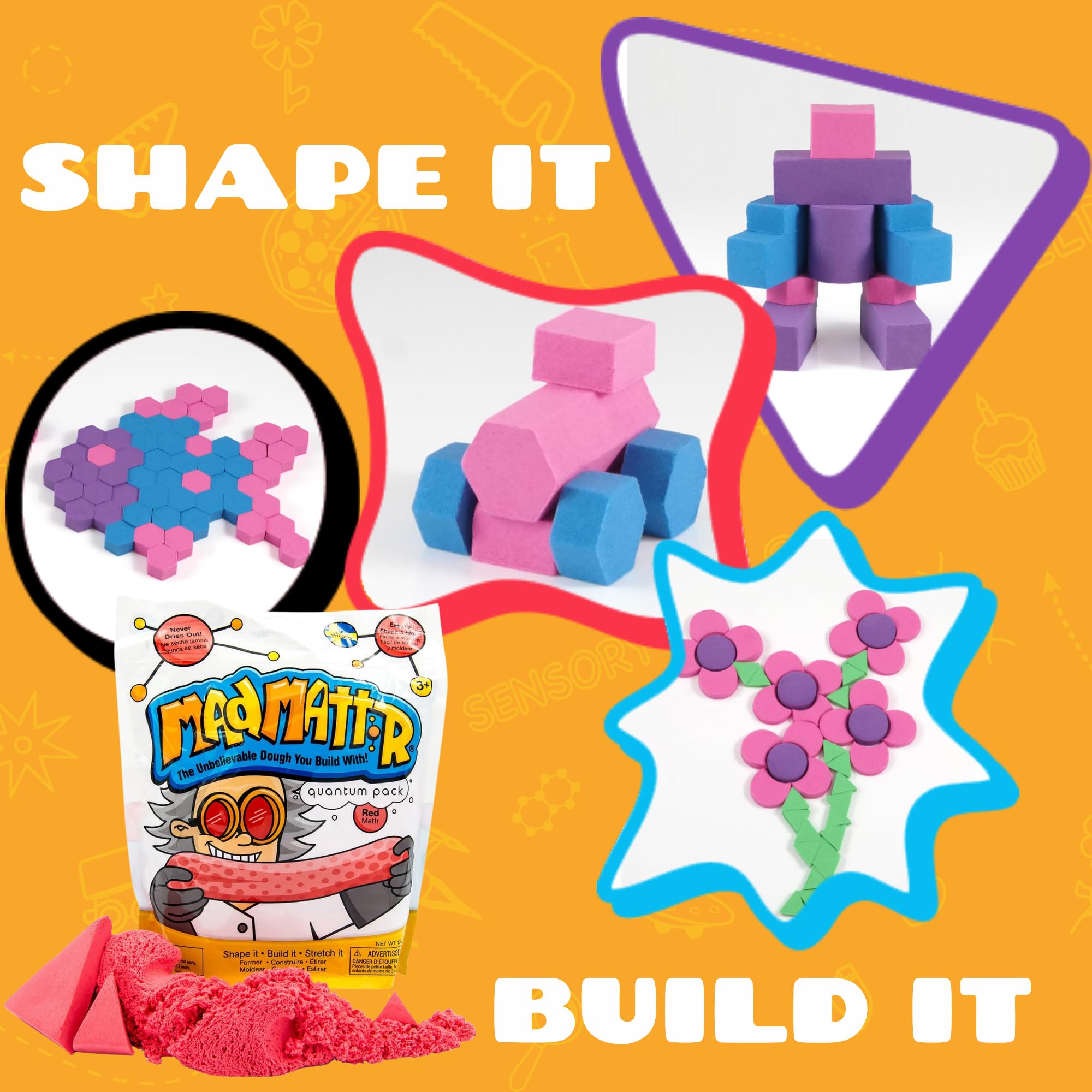 MAD MATTR red molding action demonstrates easy sculpting and endless play
