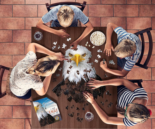 Madd Capp I AM Eagle puzzle pieces close-up highlight thick, durable cuts.