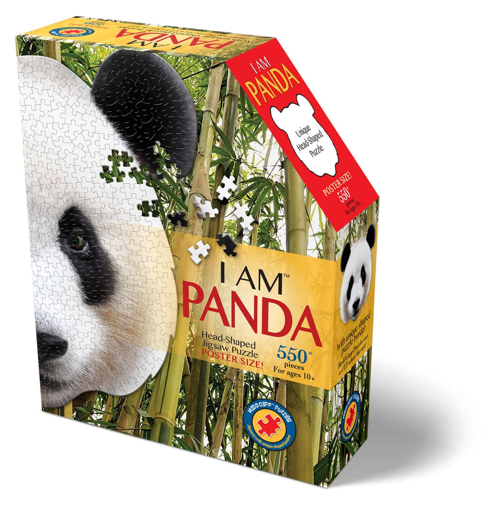 Madd Capp I AM Panda thick puzzle pieces close-up highlighting sturdy construction.