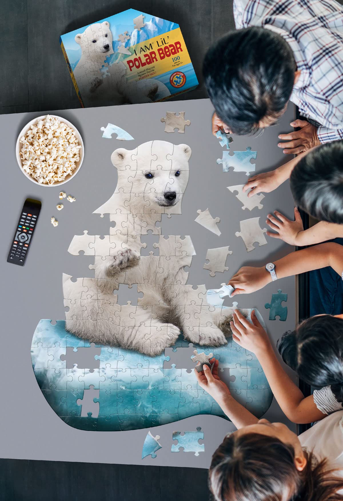 Fold-out poster image on Madd Capp puzzle doubles as a display and reference.