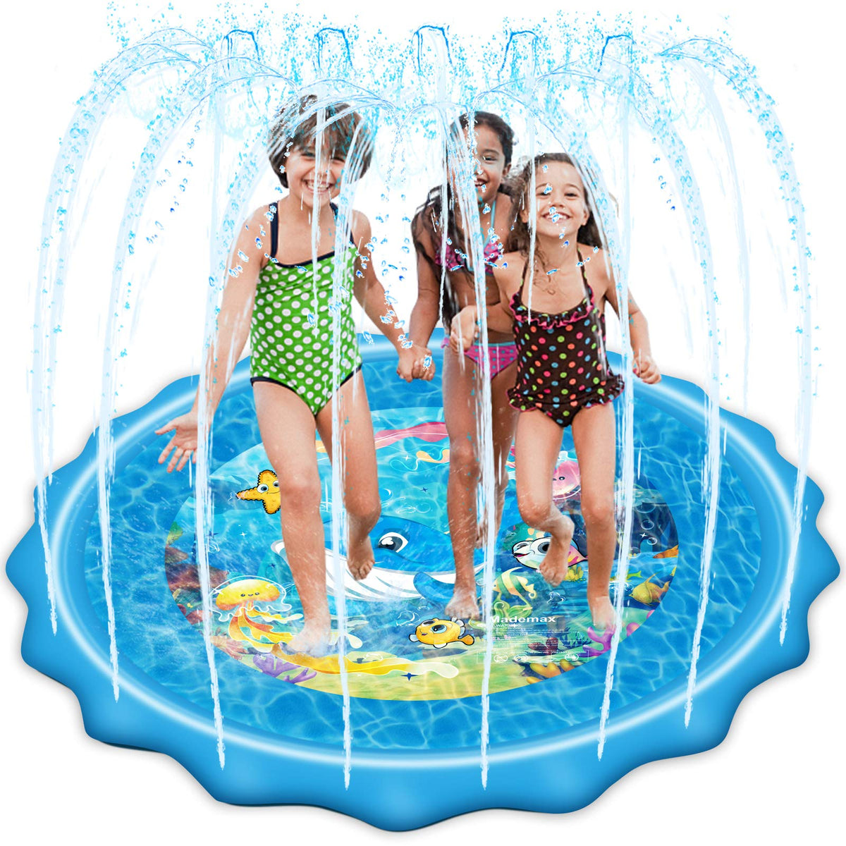 Mademax splash pad 67-inch top view for spacious outdoor play and cooling fun