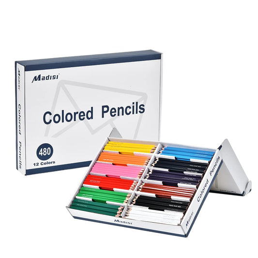 Madisi colored pencils bulk box with 12 colors for classroom art