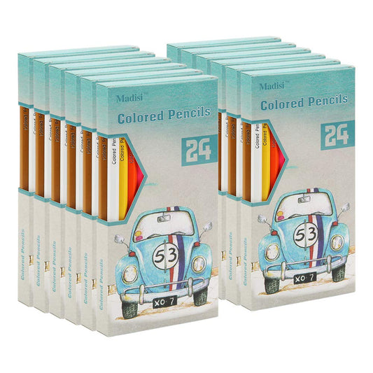 Madisi bulk colored pencils on desk with vibrant hues for classroom art projects