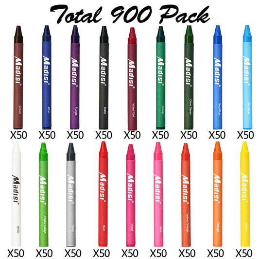 Madisi 18-color crayon assortment ready for kids' art projects.