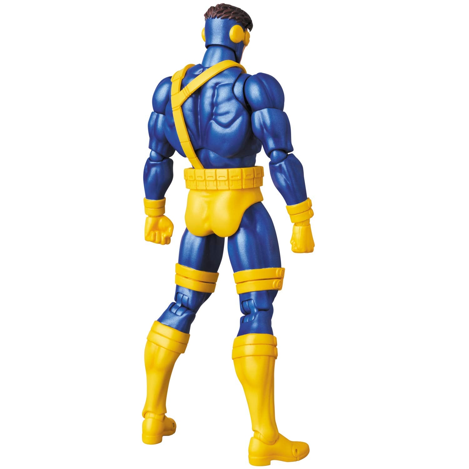 Dynamic pose of Mafex Cyclops Comic Ver. illustrating articulation possibilities